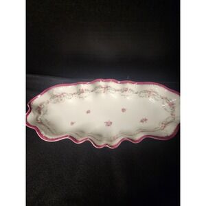CT Altwasser Germany Porcelain Celery Tray Pink Rose Scalloped Serving Dish 12"